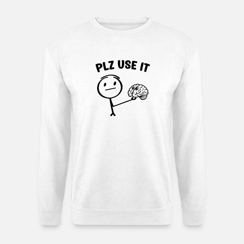 A funny stickman stickman with brain - Unisex Sweatshirt - white