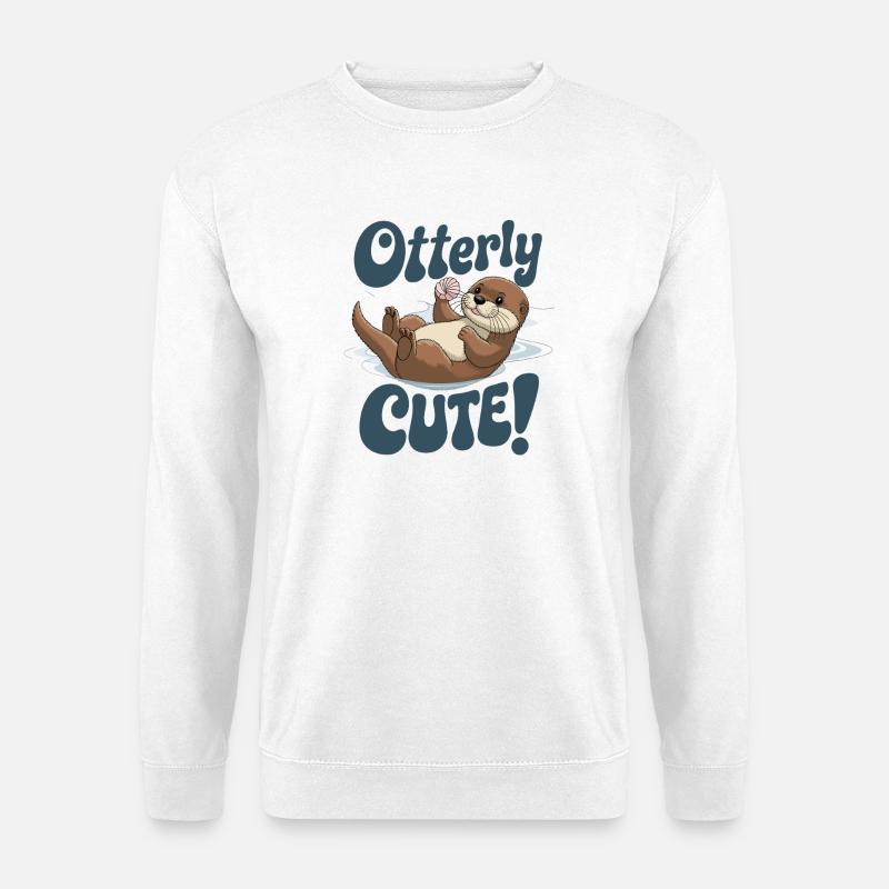 Otterly Cute Otter With Shell - Unisex Sweatshirt - white