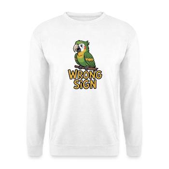 Humorvoller Papagei-Cartoon mit falschem Vorzeichen - Unisex Pullover - Weiß - Vorne