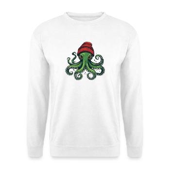 Octopus with red hat - Unisex Sweatshirt - white - Front