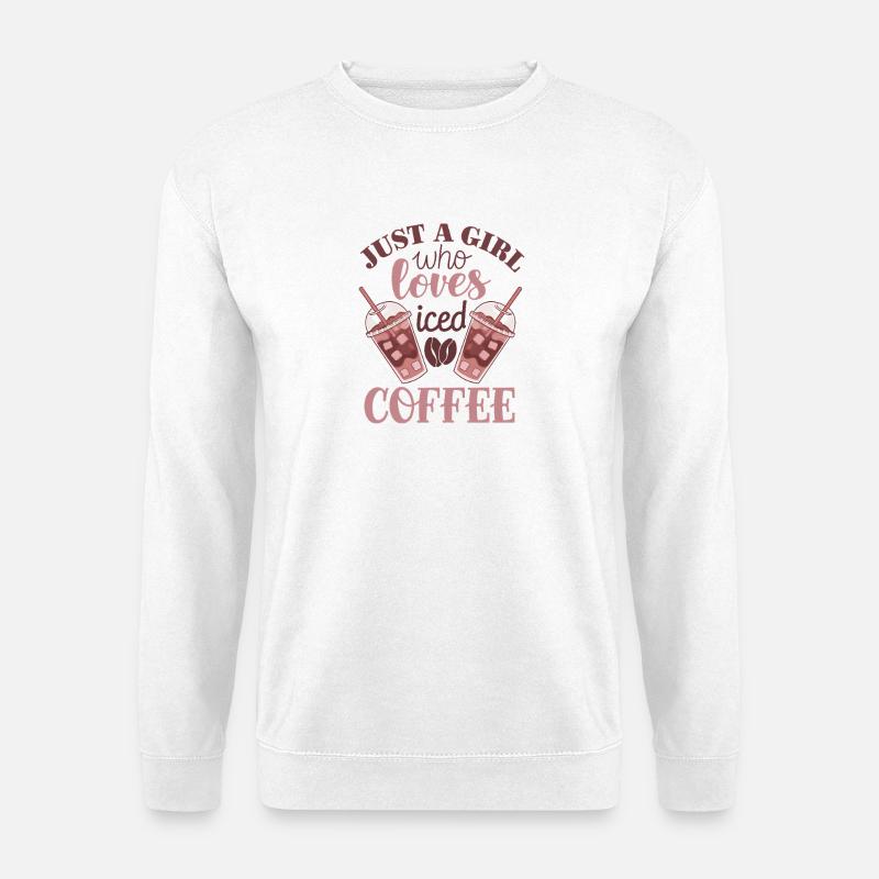 Mädchen, das Eiskaffee liebt - Unisex Pullover - Weiß