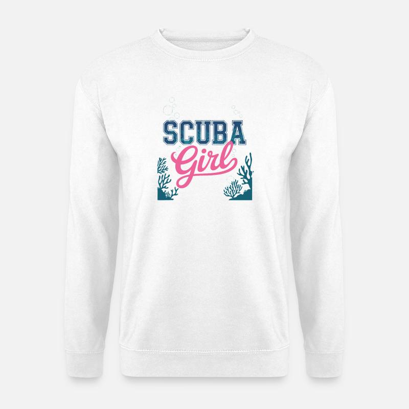 Scuba Girl Tauch-Design - Unisex Pullover - Weiß