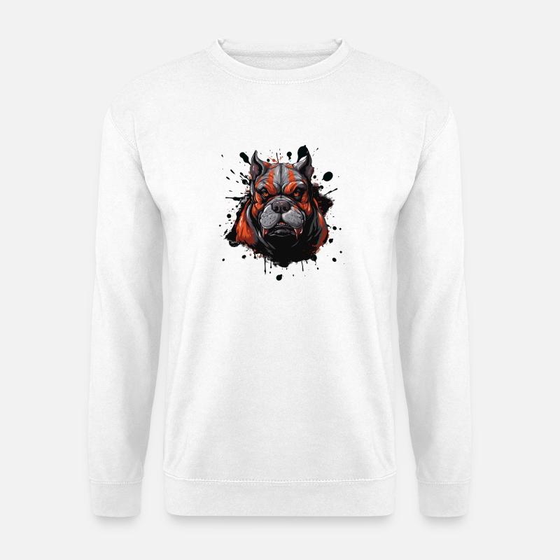 Bulldog Kopf Hund - Unisex Pullover - Weiß