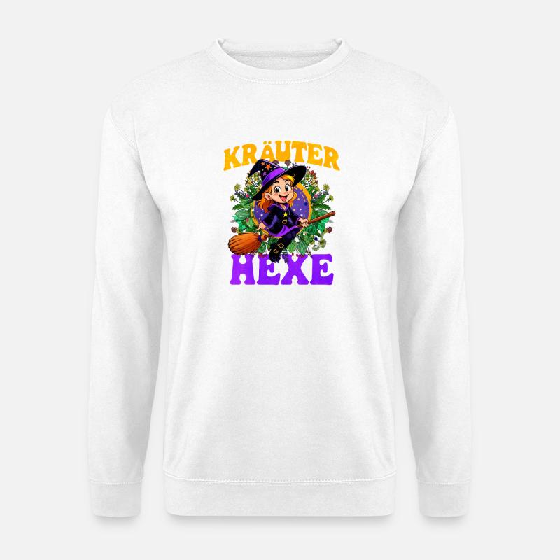 Witch with herbs and magic wand - Unisex Sweatshirt - white