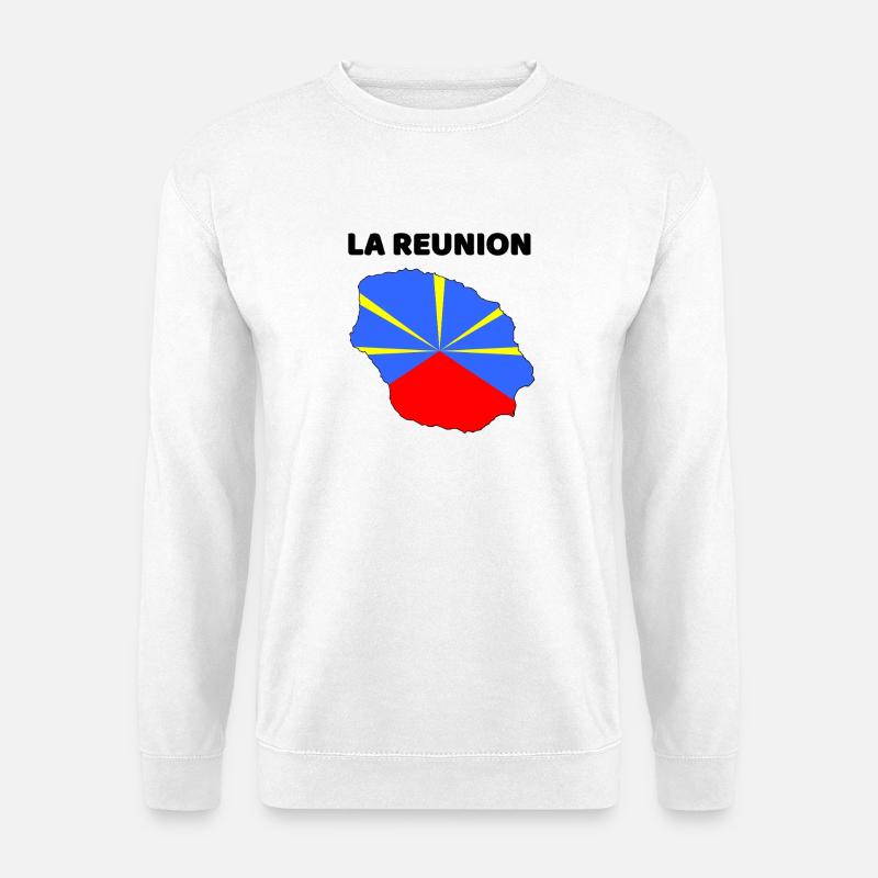La Réunion Karte und Flagge - Geschenk - Unisex Pullover - Weiß
