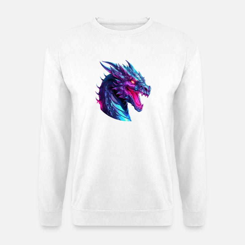 Neon Dragon Head Artwork - Unisex Sweatshirt - white