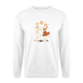 Himmelskale und tanzende Skelette - Unisex Pullover - Weiß - Vorne - Alina (178cm) & Michal (187cm)