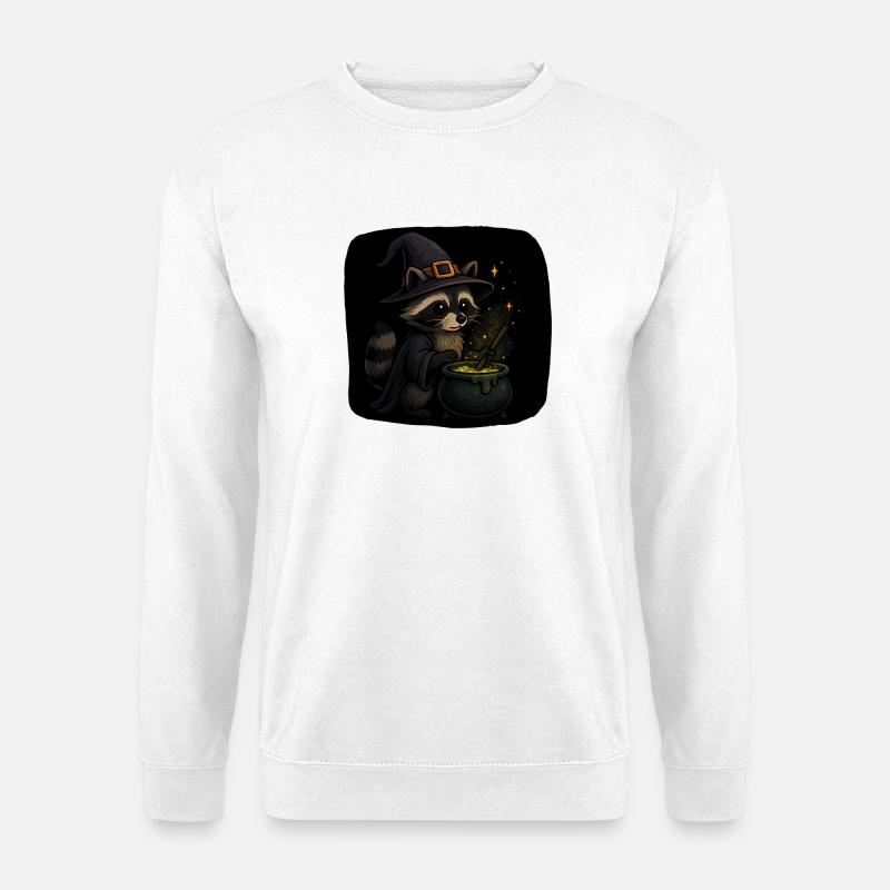 Nekromantischer Waschbär mit Zauberhut - Unisex Pullover - Weiß