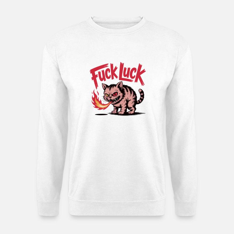 Feurige Katze mit fettem Textdesign - Unisex Pullover - Weiß