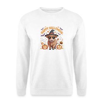 Happy Halloween Süßes Kuh-Motiv mit Kürbissen und - Unisex Pullover - Weiß - Vorne - Alina (178cm) & Michal (187cm)