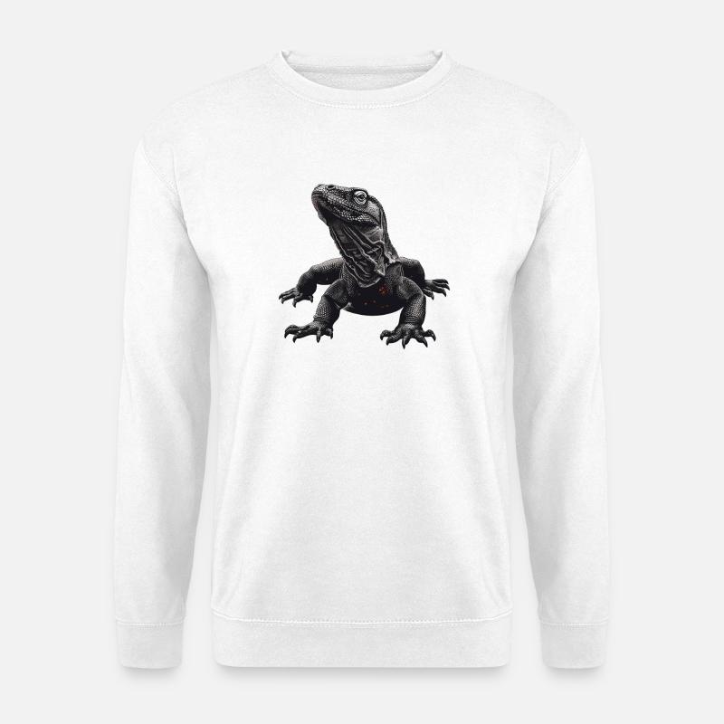 Dunkler Komodowaran Kunstdruck - Unisex Pullover - Weiß