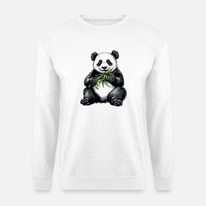 Niedlicher Pandabär mit Bambus - Unisex Pullover - Weiß