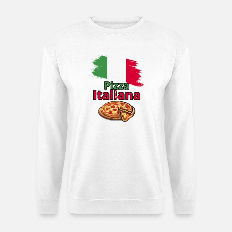 Italienisches Pizza Design mit Flagge - Unisex Pullover - Weiß
