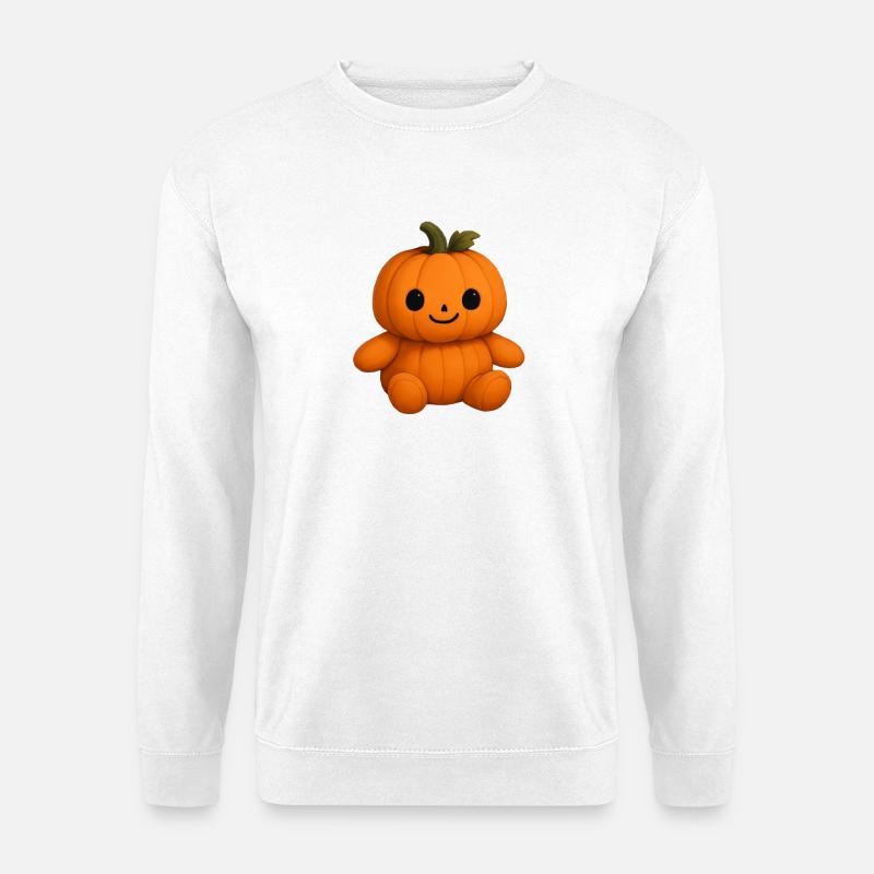 Cute pumpkin teddy bear friendly face - Unisex Sweatshirt - white