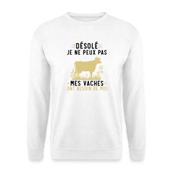 Mes vaches ont besoin de moi - Sweat-shirt Unisexe - blanc - Devant