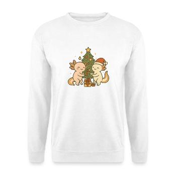 Axolotl de Noël – Avec Arbre & Cadeaux - Sweat-shirt Unisexe - blanc - Devant