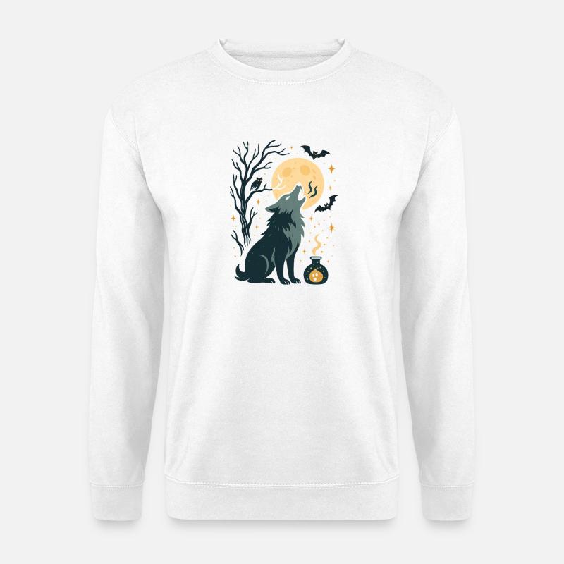 Mondwolf Heulen in Nacht - Unisex Pullover - Weiß