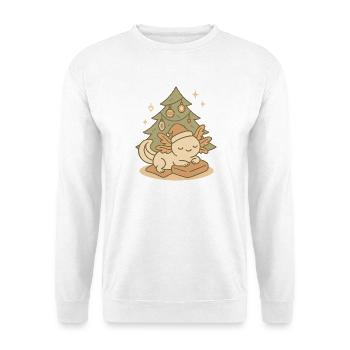 Axolotl Weihnachten – Niedliches Wintermotiv - Unisex Pullover - Weiß - Vorne - Alina (178cm) & Michal (187cm)
