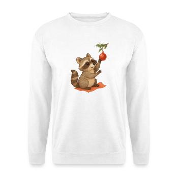 Weihnachts-Waschbär mit Christbaumkugel - Unisex Pullover - Weiß - Vorne