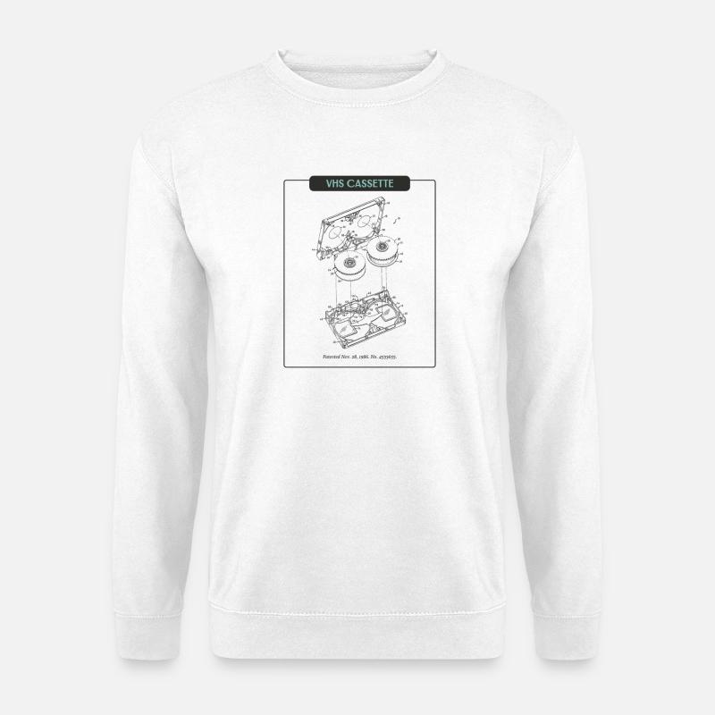 VHS Kassette Neon Outline - Unisex Pullover - Weiß