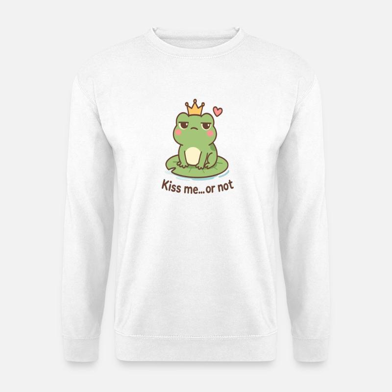 Kussfrosch König – Küss mich oder nicht - Unisex Pullover - Weiß