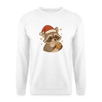 Weihnachts Waschbär mit Keks - Unisex Pullover - Weiß - Vorne