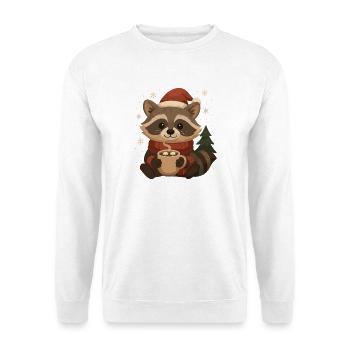 Weihnachts Waschbär mit Kakao - Unisex Pullover - Weiß - Vorne