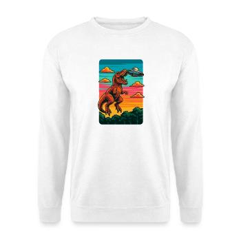 T rex Dino UFO Sunset - Unisex Sweatshirt - white - Front