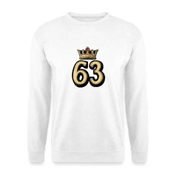63 Zahl Krone - Unisex Pullover - Weiß - Vorne - Alina (178cm) & Michal (187cm)