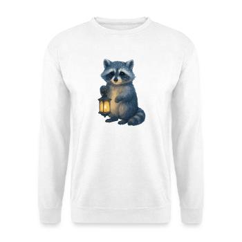 Waschbär mit Laterne – Winter Design - Unisex Pullover - Weiß - Vorne