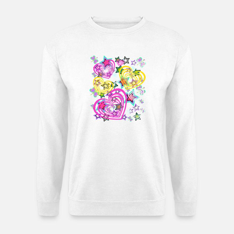 Retro Herz Herzen  - Unisex Pullover - Weiß