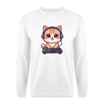 Chat comme DJ avec des écouteurs - Sweat-shirt Unisexe - blanc - Devant