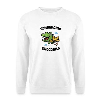 Bombardino Crocodilo - Unisex Pullover - Weiß - Vorne - Alina (178cm) & Michal (187cm)