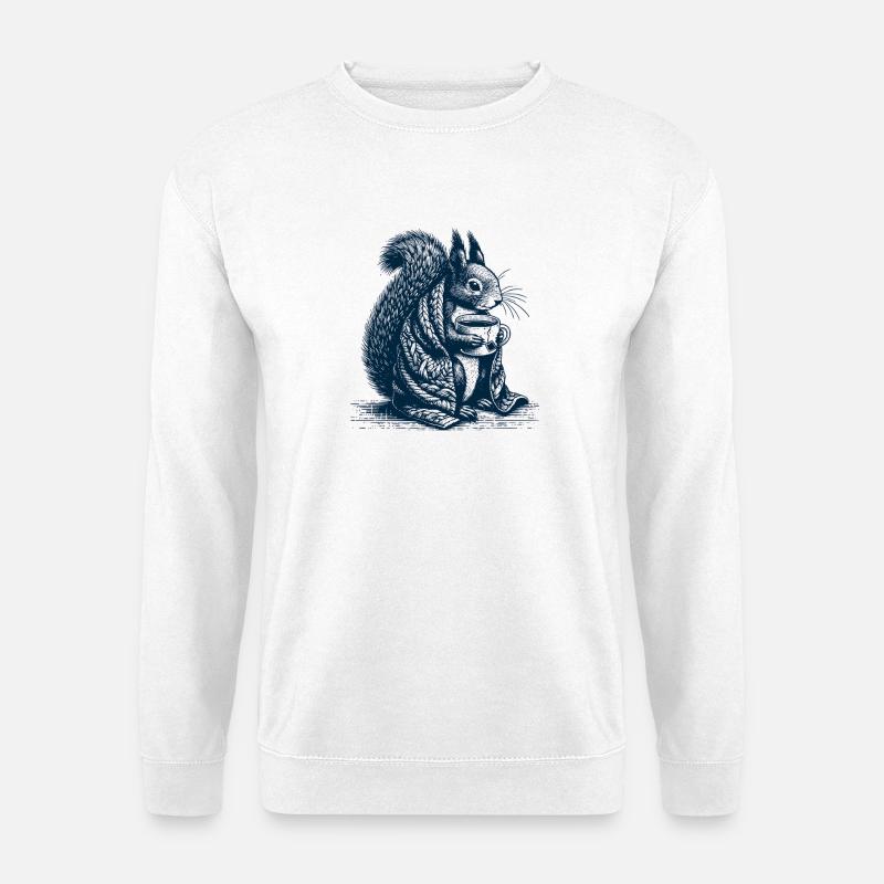 Eichhörnchen mit Tee - Unisex Pullover - Weiß
