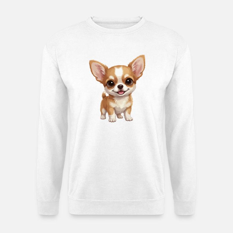 Niedlicher großäugiger Chihuahua-Welpe - Unisex Pullover - Weiß