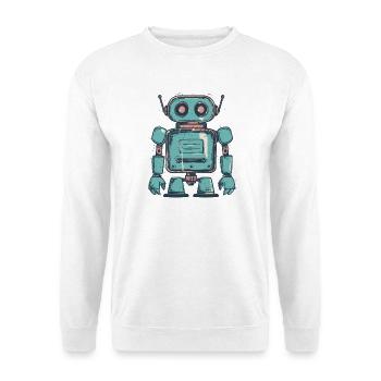 Retro Teal Robot Drawing - Unisex Sweatshirt - white - Front