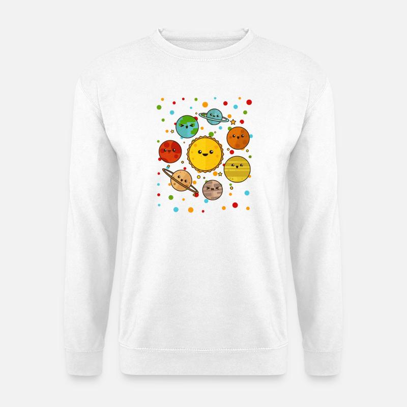 Fleckiges Sonnensystem-T-Shirt - Unisex Pullover - Weiß