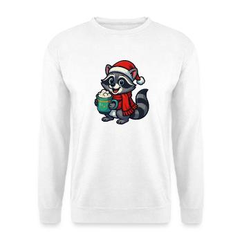 Christmas raccoon with cocoa - Unisex Sweatshirt - white - Front