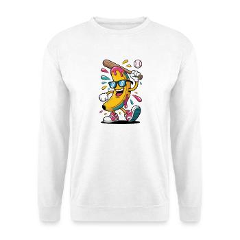 Cartoon Banana Playing Baseball - Unisex Pullover - Weiß - Vorne