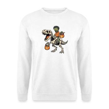 Zombie Riding Skeleton T-Rex Halloween Dinosaur - Unisex Sweatshirt - white - Front