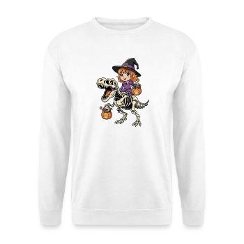 Witch Rides Skeleton T-Rex Halloween Dinosaur - Unisex Sweatshirt - white - Front