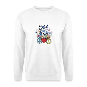 Peace Peacesymbol Herz Blumen - Unisex Pullover - Weiß - Vorne