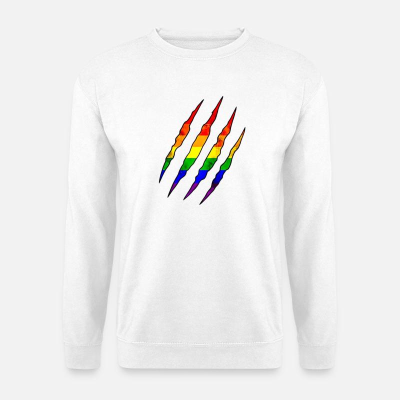 Pride Claw arc-en-ciel Statement Scratch Trace - Sweat-shirt Unisexe - blanc