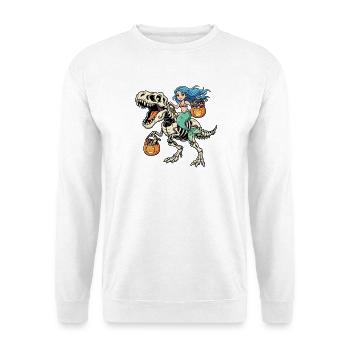 Mermaid Riding Skeleton T-Rex Halloween Dinosa - Unisex Sweatshirt - white - Front