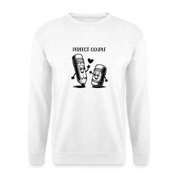 Happy Pencil And Eraser Cartoon Design - Sweat-shirt Unisexe - blanc - Devant