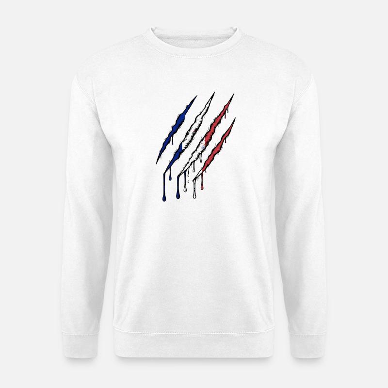 Frankreich Tricolore Kralle Grunge Flagge Kratzer - Unisex Pullover - Weiß