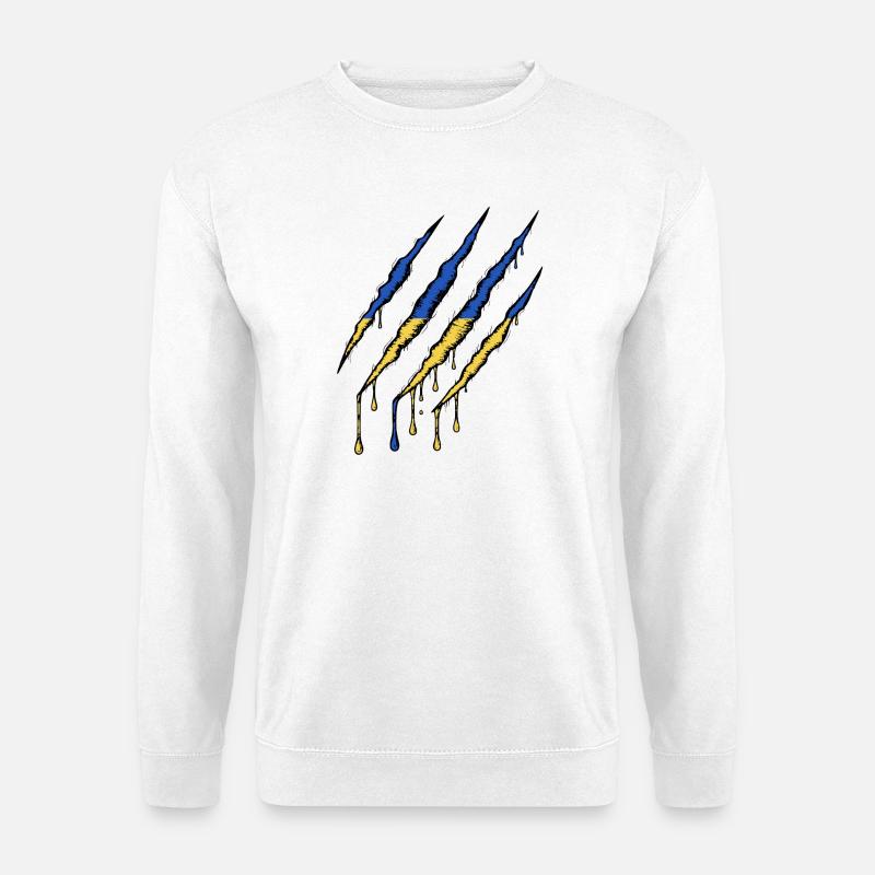 Ukraine Flagge Kralle - Kratzspur - Unisex Pullover - Weiß