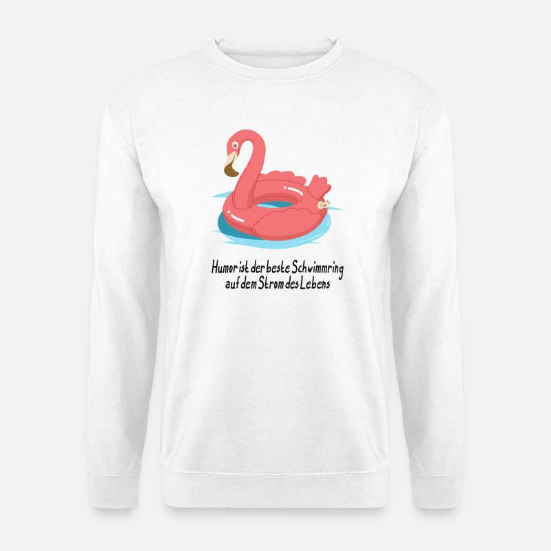 Flamingo Schwimmring Humor - Unisex Pullover - Weiß