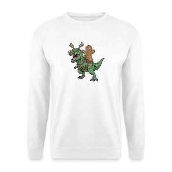 Gingerbread Man Rides T-Rex Christmas Dinosauri - Unisex Sweatshirt - white - Front