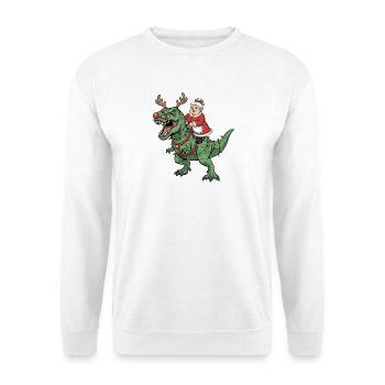 Mrs. Claus reitet T-Rex Lustiger Weihnachtsdinosau - Unisex Pullover - Weiß - Vorne